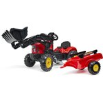 Tracteur a pédales Supercharger rouge avec capot ouvrant et remorque