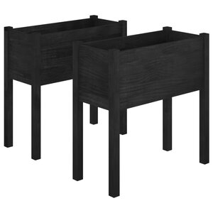 vidaXL Jardinières 2 Pièces Noir 70x31x70 cm Bois de pin massif