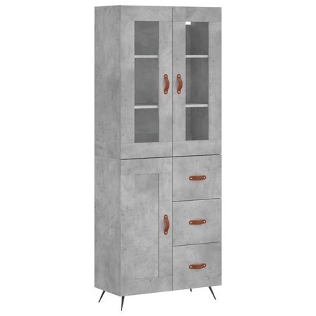 vidaXL Buffet haut Gris béton 69 5x34x180 cm Bois d'ingénierie