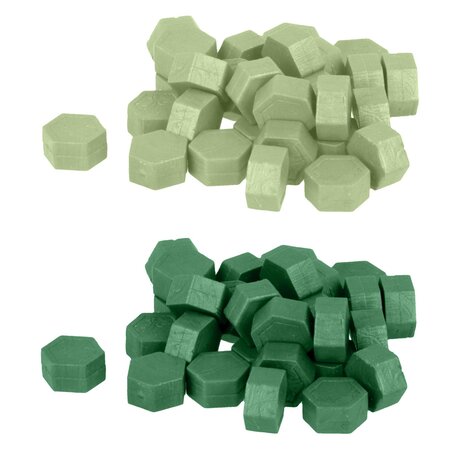 Perles de cire hexagonales - Vert clair + Vert foncé