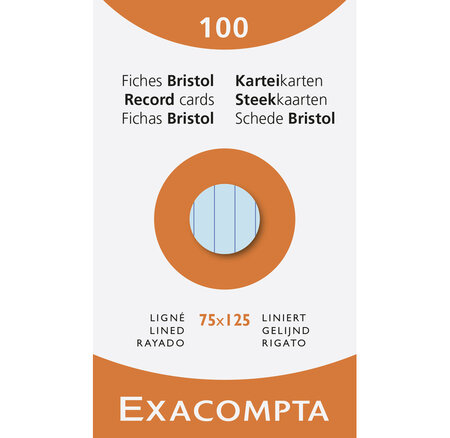 Etui De 100 Fiches - Bristol Ligné Non Perforé 75x125mm - X 10 - Exacompta