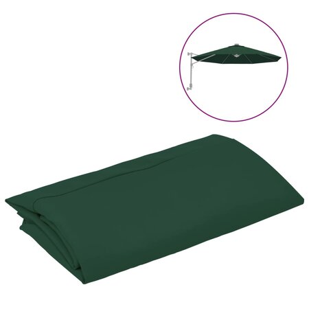 vidaXL Tissu de remplacement pour parasol déporté vert 300 cm