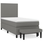 vidaXL Lit à sommier tapissier et matelas Gris foncé 90x190 cm Tissu