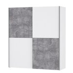 ULOS  Armoire 2 portes coulissantes - Décor béton gris clair et blanc - L 170.3 cm