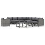 vidaXL Salon de jardin 12 Pièces avec coussins Résine tressée Gris
