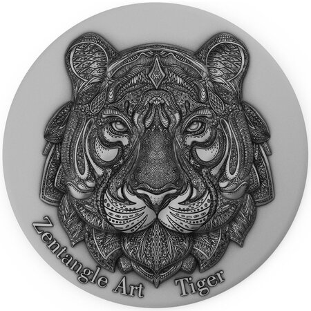 TIGER Zentangle Art 2 onces argent monnaie 5 Dollars Niue 2021