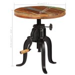 vidaXL Table d'appoint 45x (45-62) cm Bois de récupération et fonte