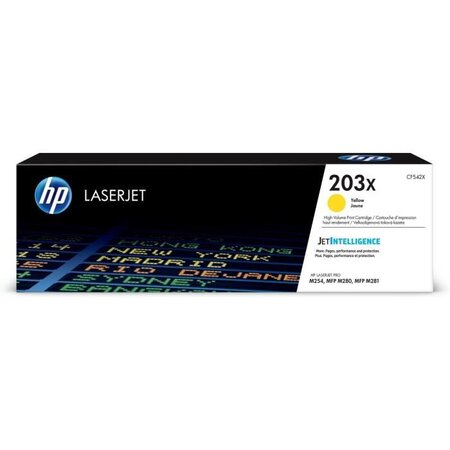 Hp 203x toner laserjet jaune grande capacité authentique (cf542x) pour hp color laserjet pro m254/m280/m281