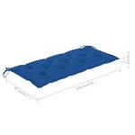 vidaXL Banc de jardin avec coussin bleu 120 cm Bois de teck massif