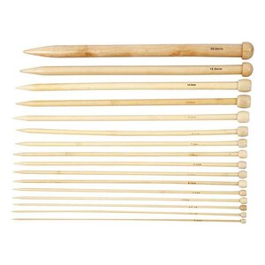 16 aiguilles à tricoter en bois 2 5-20 mm x 35 cm