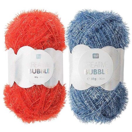 2 pelotes de fil pour éponge à faire soi-même - bleu-rouge