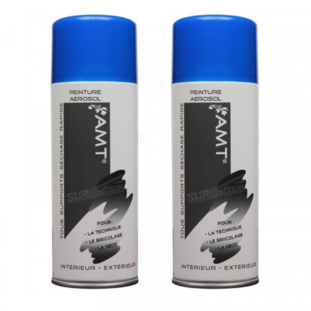 Lot de 2 bombes de peinture - bleu fluo - amt