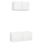 vidaXL Ensemble de meuble TV 2 Pièces Blanc Aggloméré