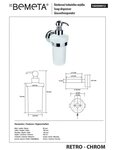 Distributeur de savon liquide en verre RETRO  8x19x14 cm / 230ml