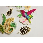 Autocollants en relief à paillettes - Animaux et plantes - Tropical