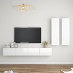 vidaXL Ensemble de meubles TV 4 Pièces Blanc brillant Aggloméré