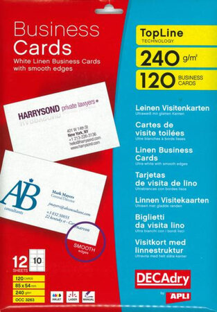 120 Cartes Visite 240G-Topline Toile