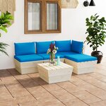 vidaXL Salon de jardin palette 5 Pièces avec coussins Épicéa imprégné