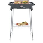 SEVERIN PG8124 Barbecue sur pieds 2500W Style Evo S - 0° a 350° en 10mn - Bac a eau réducteur de fumée et d'odeurs - Pare-vent -Noir
