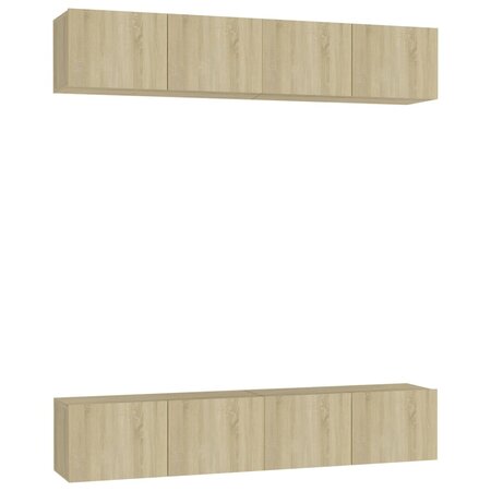 vidaXL Meubles TV 4 Pièces Chêne sonoma 80x30x30 cm Aggloméré