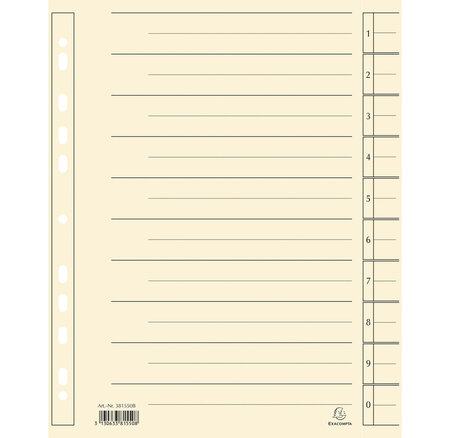 Intercalaires en carte recyclée - paquet de 100 - x 100 - falken