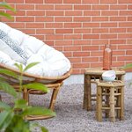 Fauteuil papasan en rotin avec coussin écru