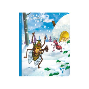 Cahier a5 - 17 x 22 cm - pages lignées + marge - la cigale et la fourmi