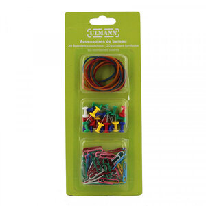 Accessoires de bureau - elastiques - punaises - trombones - ulmann