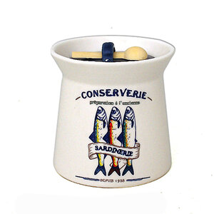 Sardy - pot à sel en faïence avec cuillère en bois