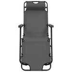vidaXL Chaises longues pliables 2 Pièces avec repose-pied Acier Gris