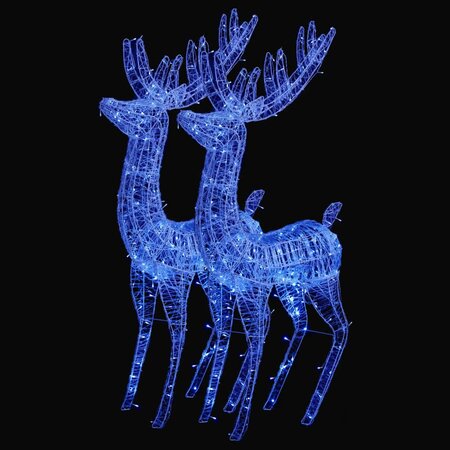 vidaXL Rennes de Noël XXL Acrylique 250 LED 2 Pièces 180 cm Bleu