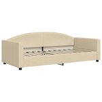 vidaXL Lit de jour avec gigogne et matelas crème 90x200 cm tissu