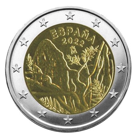 2 euro commemorative 2022 : espagne (parc national de garajonay)