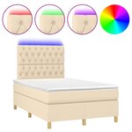 vidaXL Sommier tapissier avec matelas et LED Crème 120x200 cm Tissu