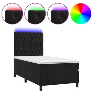 vidaXL Sommier tapissier avec matelas et LED Noir 80x200cm Velours