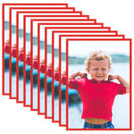 vidaXL Collage de cadres photo 10 Pièces au mur table Rouge 18x24 cm MDF