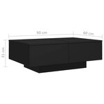 vidaXL Table basse Noir 90x60x31 cm Aggloméré