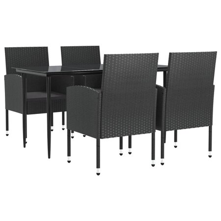 vidaXL Ensemble à manger de jardin 5 Pièces noir résine tressée et acier