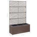 vidaXL Lit surélevé treillis 3 pots 83x30x130 cm Résine tressée Marron