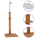 vidaXL Douche de jardin 75x75x210 cm Bois de teck solide