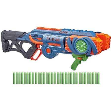 Nerf - elite 2.0 - blaster flipshots flip -32  2 fois 16 canons pivotants  capacité de 32 fléchettes - inclut 32 fléchettes nerf