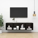 vidaXL Meuble TV mural Noir brillant 37x37x142 5 cm Aggloméré