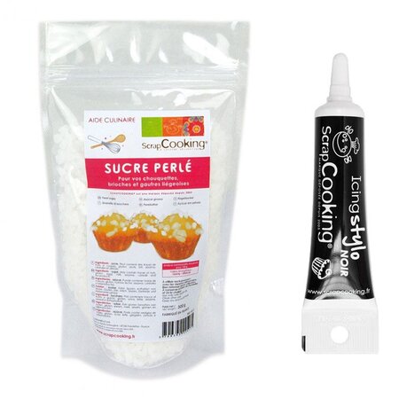 Sucre perlé 300 g + Stylo de glaçage noir