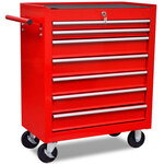 vidaXL Chariot à outils d'atelier avec 7 tiroirs Rouge