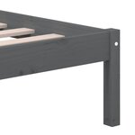 vidaXL Cadre de lit Gris Bois massif 150x200 cm Très grand