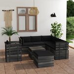vidaXL Salon palette de jardin 8 Pièces avec coussins Bois de pin massif