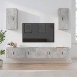 vidaXL Ensemble de meubles TV 6 Pièces Gris béton Bois d'ingénierie