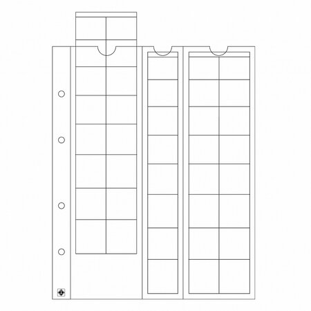 Paquet de 5 feuilles leuchtturm optima pour monnaies de 1 cent à 2 euro (308740)
