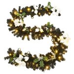 vidaXL Guirlande de Noël avec lumières LED Noir 2 7 m PVC