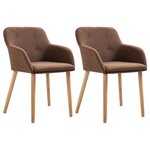 vidaXL Chaises à manger lot de 2 marron tissu et chêne massif